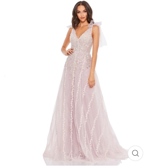 Mac Duggal EMBELLISHED SOFT TIE SLEEVELESS V NECK GOWN size 4 $798 - Picture 3 of 15